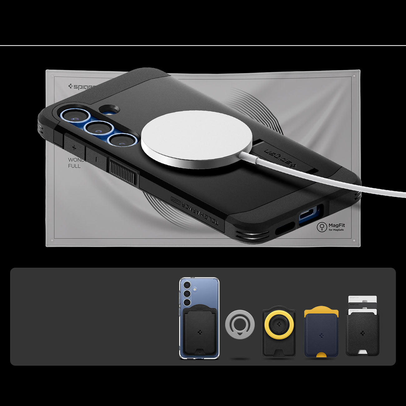 Spigen Tough Armor MagSafe dėklas Galaxy S25 – juodas