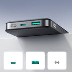 Joyroom išorinė baterija JR-PBM12 10000mAh 22.5W suderinama su MagSafe, 15W belaidis įkrovimas, su žiedo stovu - juodas