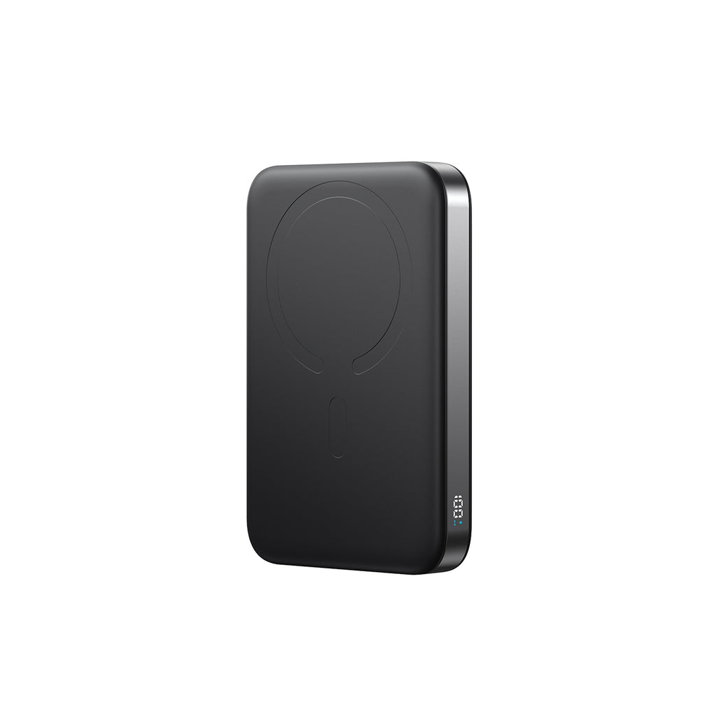 Joyroom išorinė baterija JR-PBM12 10000mAh 22.5W suderinama su MagSafe, 15W belaidis įkrovimas, su žiedo stovu - juodas