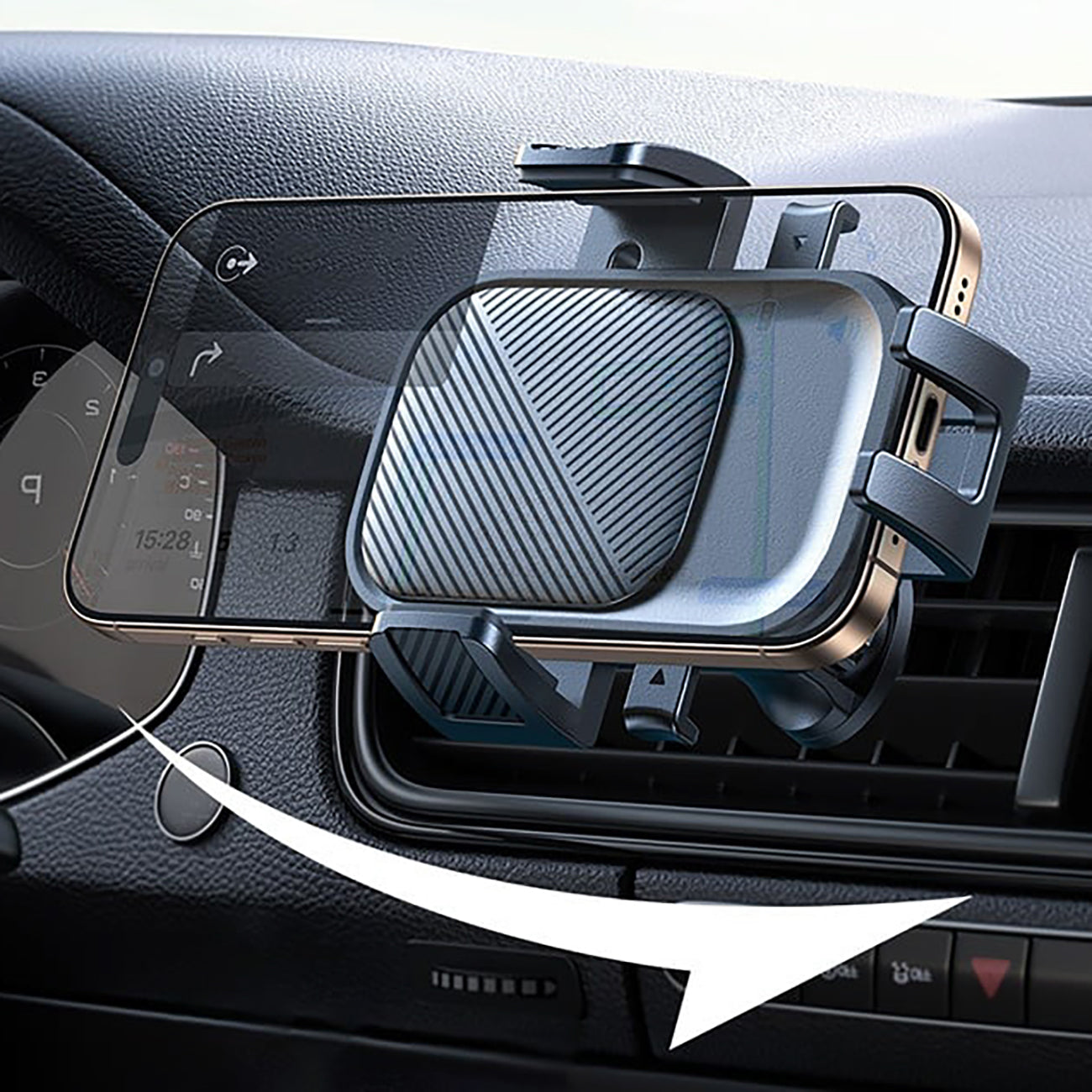 Joyroom JR-OK6 automobilinis telefono laikiklis oro grotelėms juodas