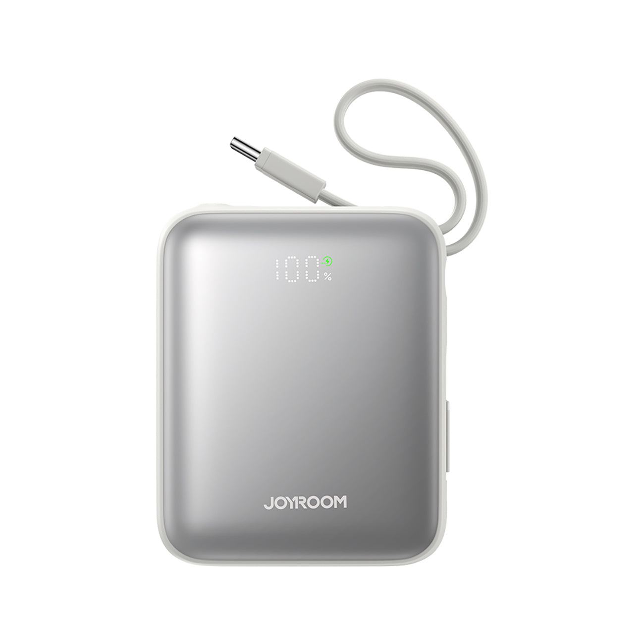 Joyroom išorinė baterija JR-PBF27 10000mAh 22.5W su integruotais USB-C ir Lightning laidais - baltas