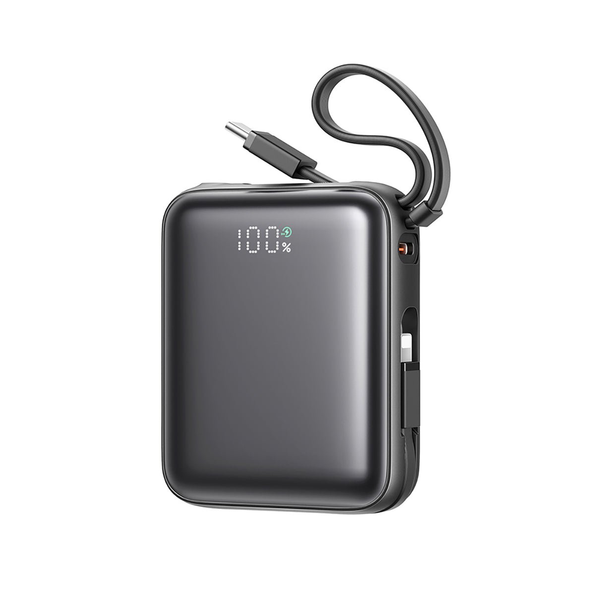 Joyroom išorinė baterija JR-PBF27 10000mAh 22.5W su integruotais USB-C ir Lightning laidais - juodas
