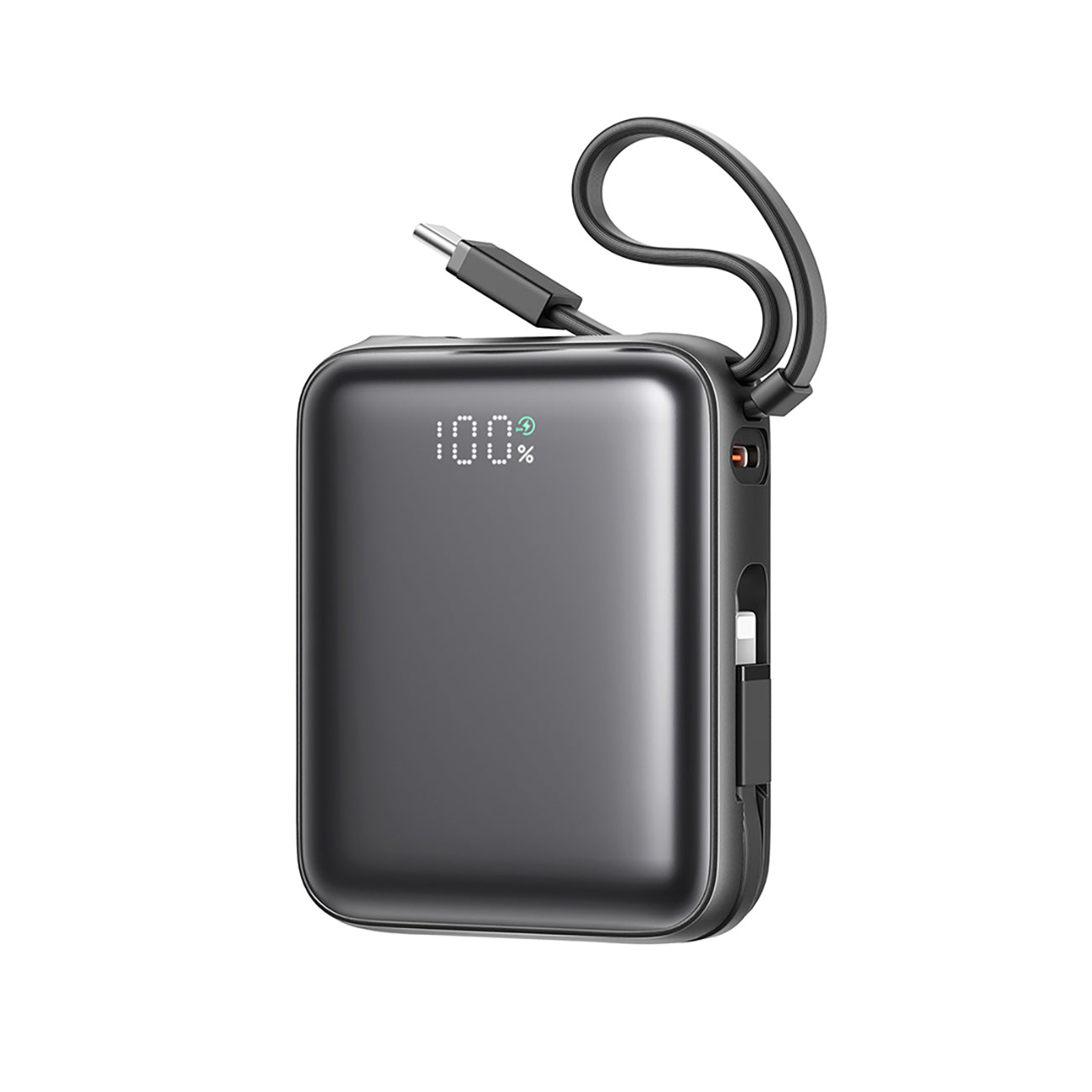 Joyroom išorinė baterija JR-PBF27 10000mAh 22.5W su integruotais USB-C ir Lightning laidais - juodas