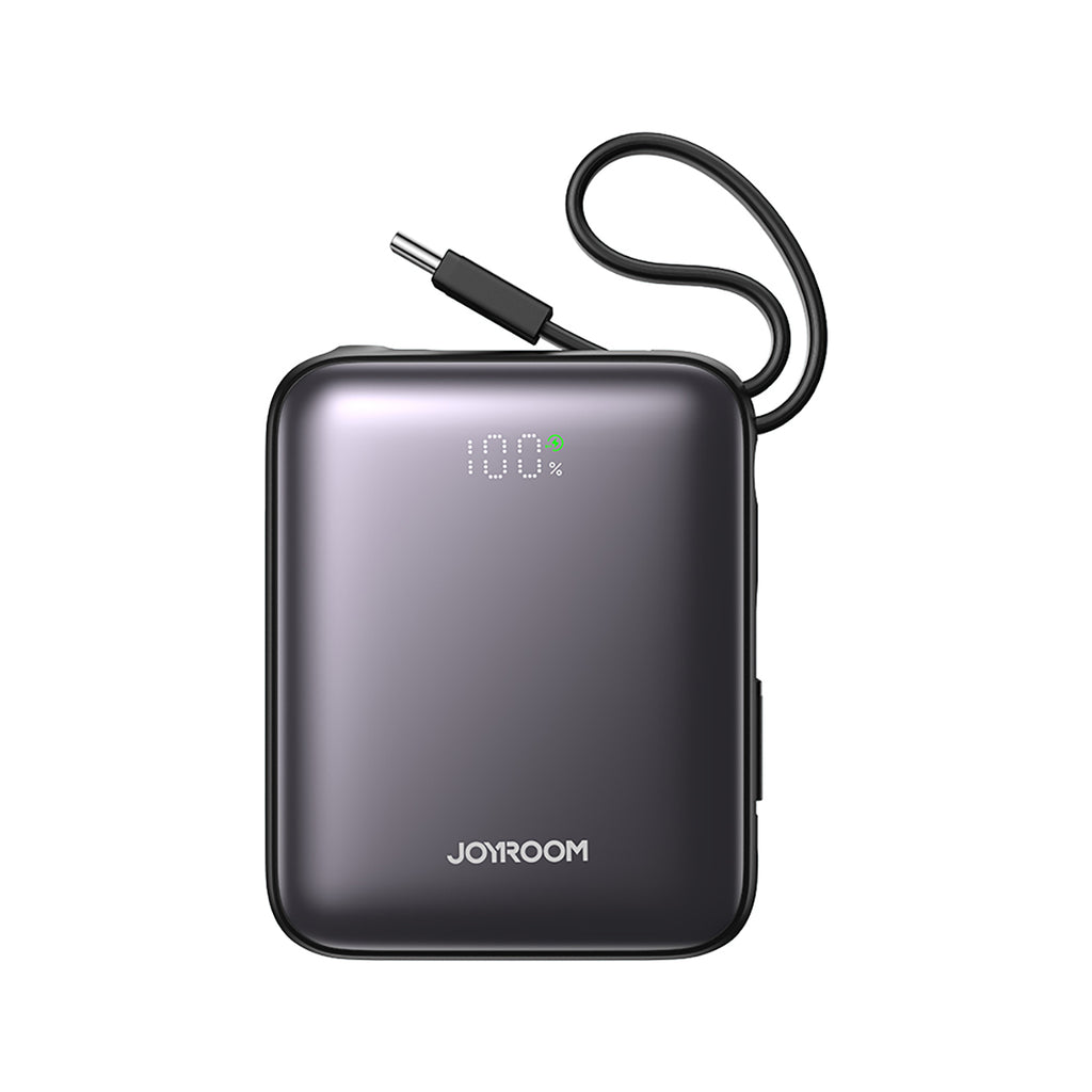 Joyroom išorinė baterija JR-PBF27 10000mAh 22.5W su integruotais USB-C ir Lightning laidais - juodas