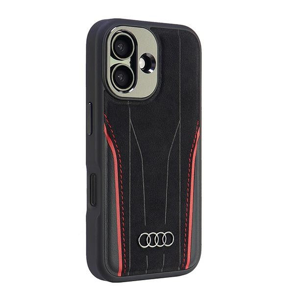 Audi odinis MagSafe dėklas iPhone 16 – juodai raudonas