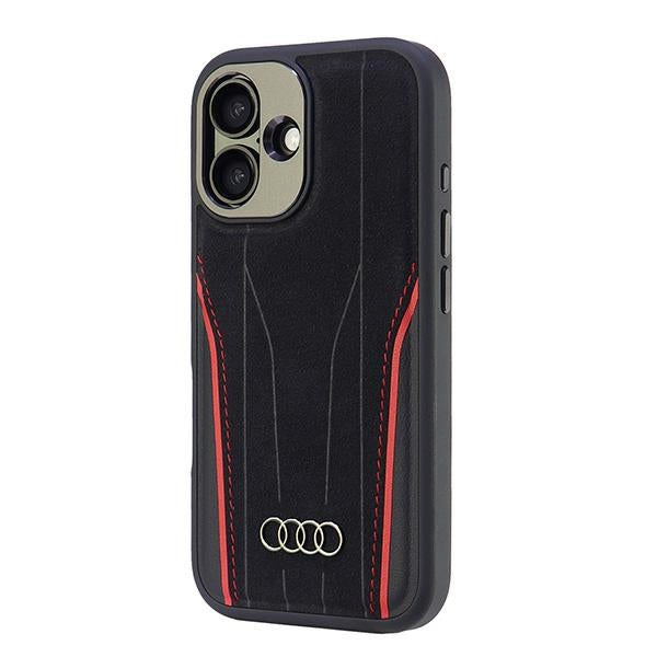 Audi odinis MagSafe dėklas iPhone 16 – juodai raudonas
