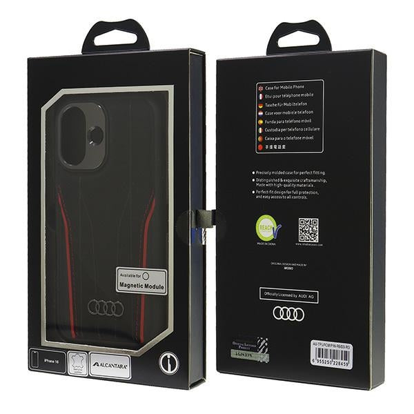 Audi odinis MagSafe dėklas iPhone 16 – juodai raudonas
