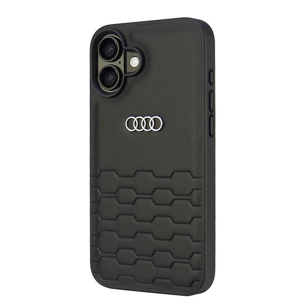 Audi Synthetic Leather dėklas iPhone 16 Plus – juodas