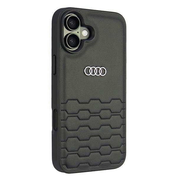 Audi Synthetic Leather dėklas iPhone 16 Plus – juodas