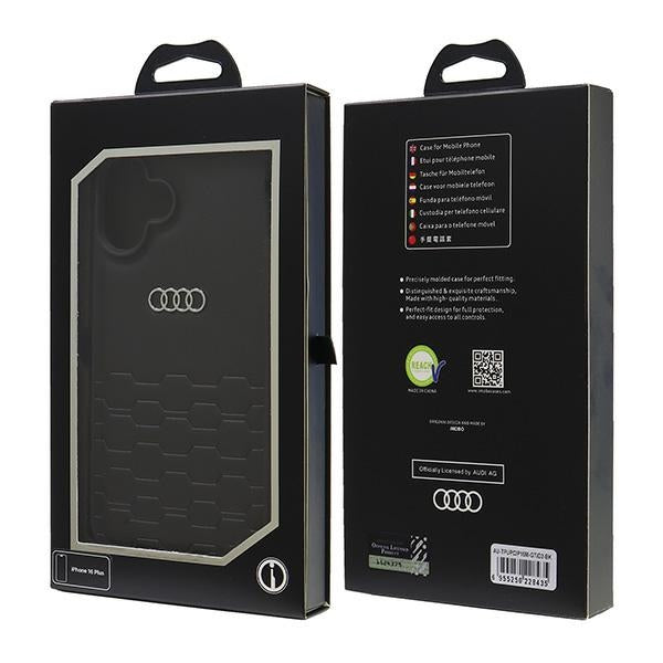 Audi Synthetic Leather dėklas iPhone 16 Plus – juodas