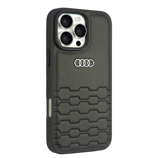 Audi Synthetic Leather dėklas iPhone 16 Pro Max – juodas