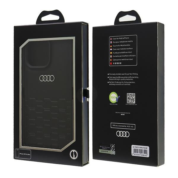 Audi Synthetic Leather dėklas iPhone 16 Pro Max – juodas