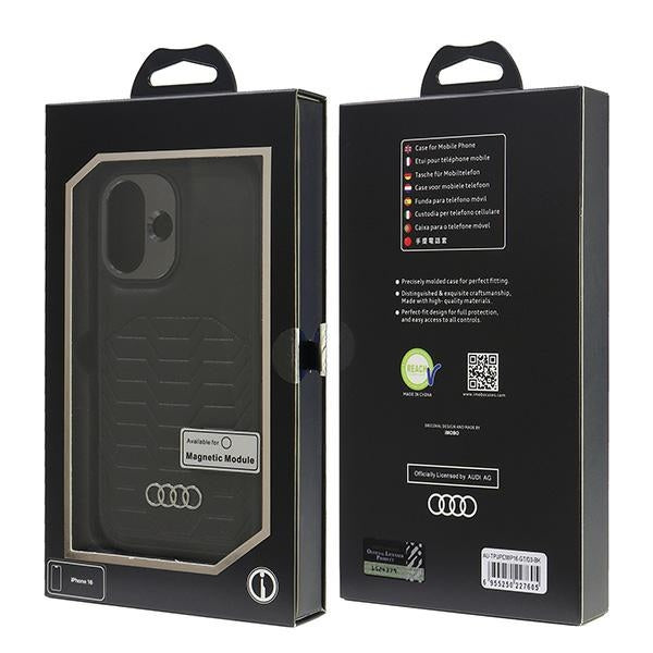 Audi MagSafe dėklas iPhone 16 6.1 – juodas, eko oda