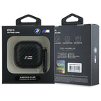 BMW AirPods 4 dėklas – juodas PU Carbon M Collection