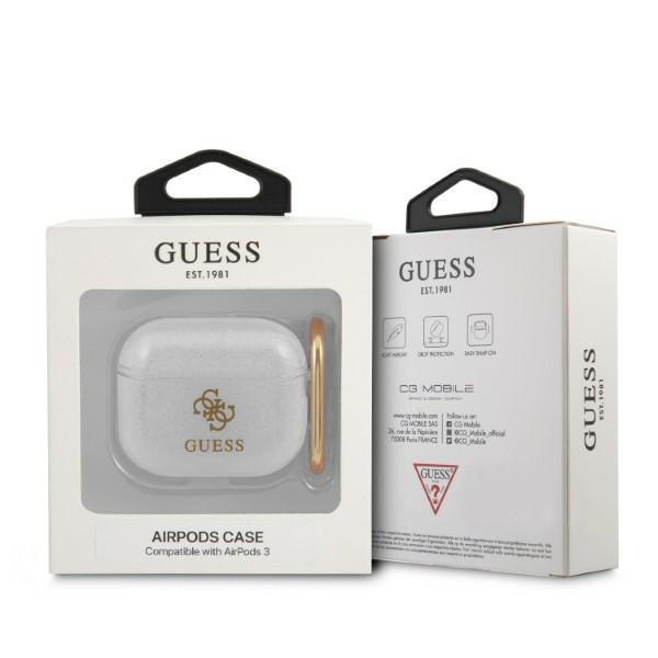 Guess dėklas AirPods 3 – skaidrus su blizgučiais