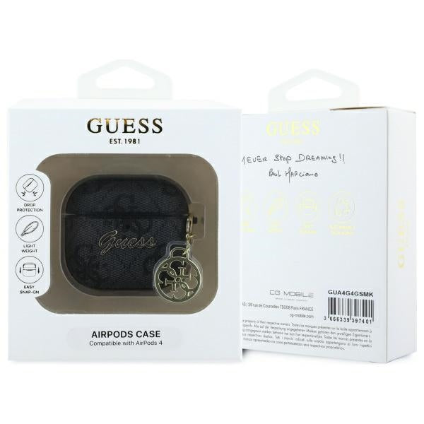 Guess GUA4G4GSMK AirPods 4 dėklas juodas/juodas 4G Charm Collection -- AirPods 4