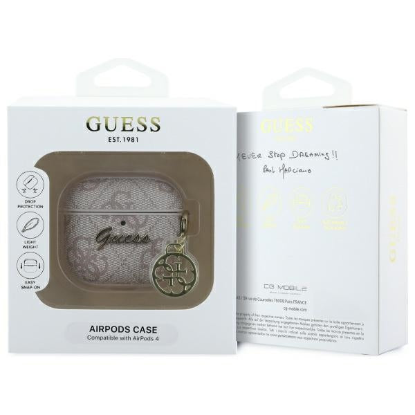 Guess GUA4G4GSMP AirPods 4 dėklas rožinis/rožinis 4G Charm Collection -- AirPods 4