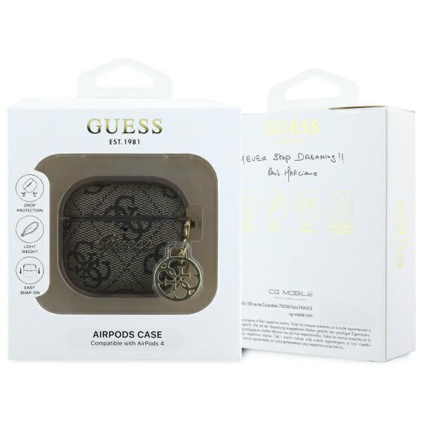 Guess GUA4G4GSMW AirPods 4 dėklas rudas 4G Charm Collection -- AirPods 4