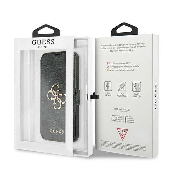 Guess atverčiamas dėklas iPhone 13 Pro Max – pilkas