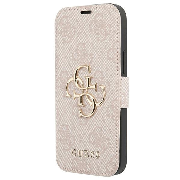 Guess dėklas-knygelė iPhone 13 Pro Max – rožinis, 4G Big Metal Logo