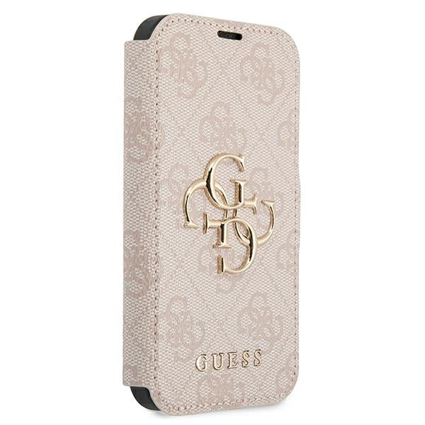 Guess dėklas-knygelė iPhone 13 Pro Max – rožinis, 4G Big Metal Logo
