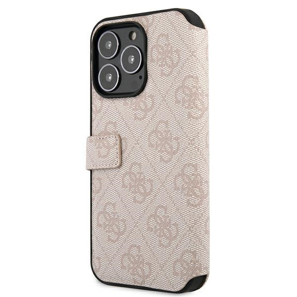 Guess dėklas-knygelė iPhone 13 Pro Max – rožinis, 4G Big Metal Logo