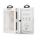 Guess dėklas-knygelė iPhone 13 Pro Max – rožinis, 4G Big Metal Logo