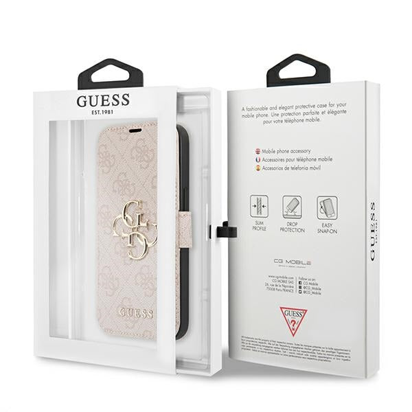 Guess dėklas-knygelė iPhone 13 Pro Max – rožinis, 4G Big Metal Logo