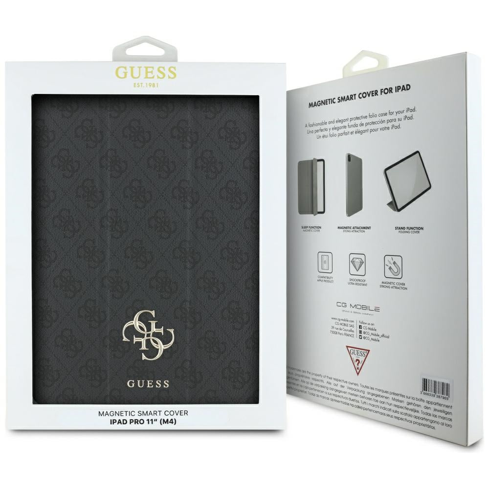 Guess GUFC11PM24PS4SGK iPad Pro 11" 2024 juoda/juoda magnetinė 4G Didelis logotipas