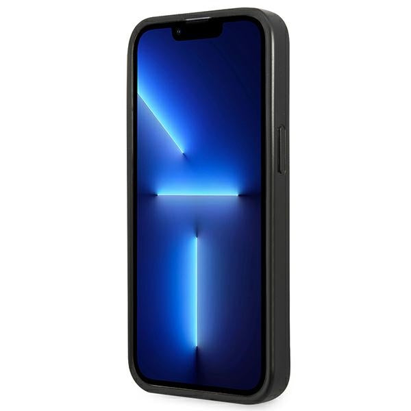 Guess Saffiano Triangle Logo dėklas iPhone 13/14/15 6.1 – sidabrinis
