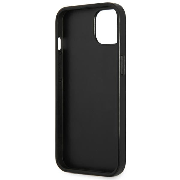 Guess Saffiano Triangle Logo dėklas iPhone 13/14/15 6.1 – sidabrinis