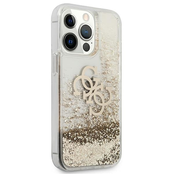 Guess blizgus dėklas iPhone 13 Pro Max – auksinis