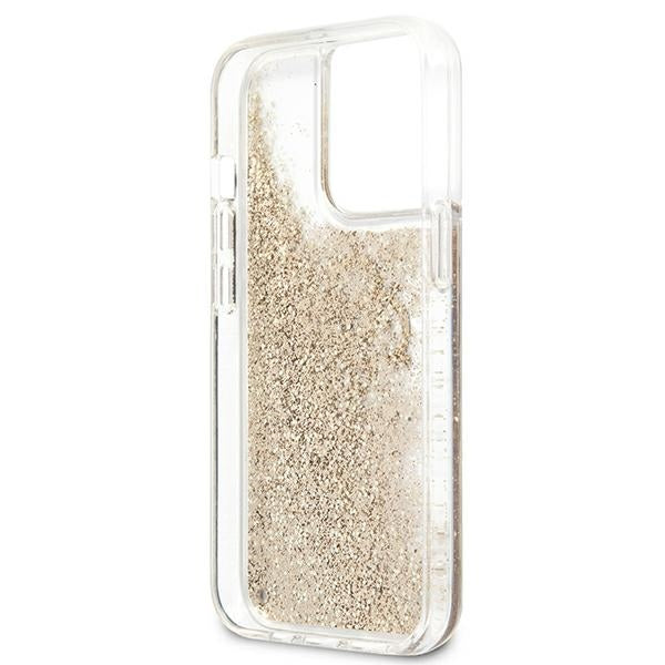 Guess blizgus dėklas iPhone 13 Pro Max – auksinis