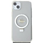 Guess MagSafe dėklas su žiedu iPhone 15/14 Plus – skaidrus