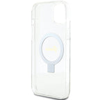 Guess MagSafe dėklas su žiedu iPhone 15/14 Plus – skaidrus