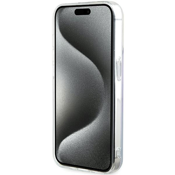 Guess MagSafe dėklas iPhone 15 Pro Max – violetinis