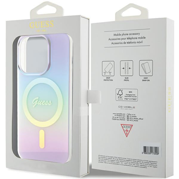 Guess MagSafe dėklas iPhone 15 Pro Max – violetinis