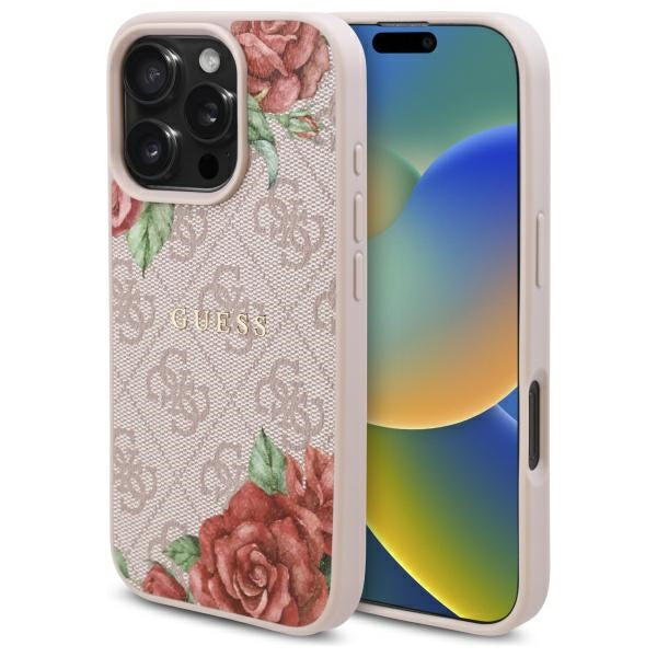 Guess MagSafe dėklas iPhone 16 Pro – rožinis