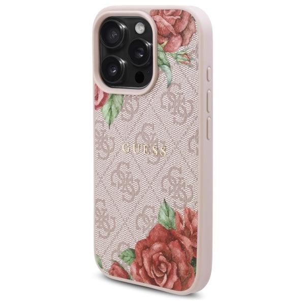 Guess MagSafe dėklas iPhone 16 Pro – rožinis