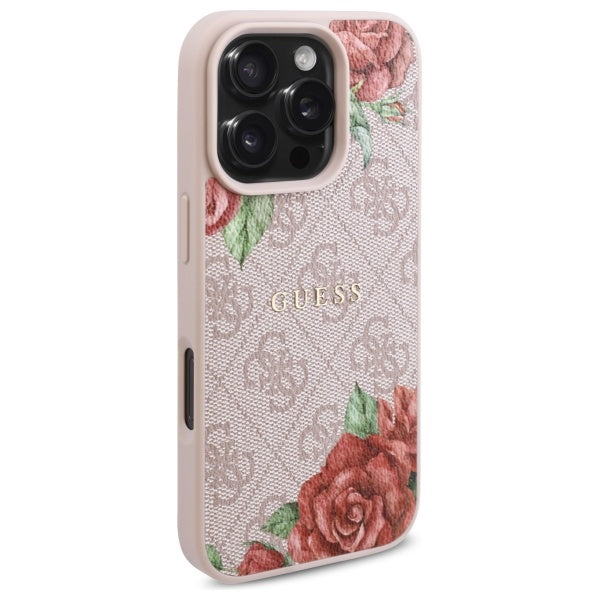 Guess MagSafe dėklas iPhone 16 Pro – rožinis