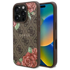 Guess MagSafe dėklas iPhone 16 Pro 6,3" – rudas, 4G Flowers