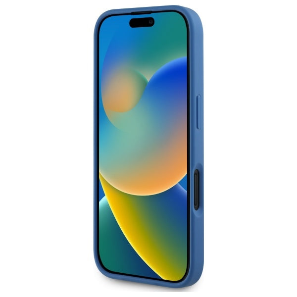 Guess MagSafe dėklas iPhone 16 – mėlynas, gėlės