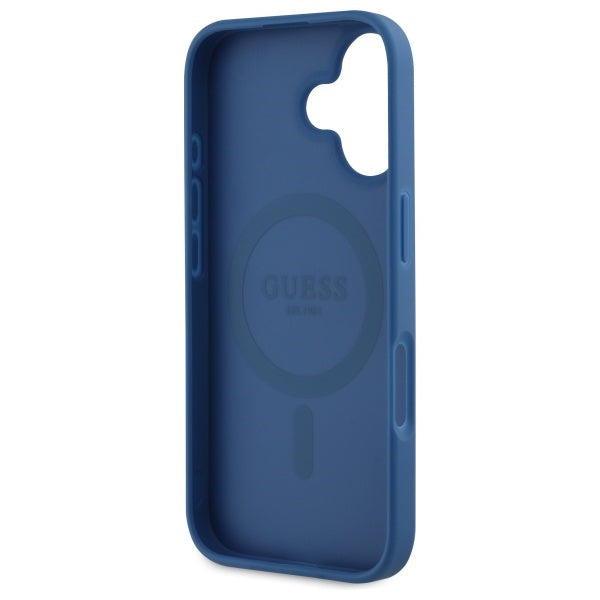 Guess MagSafe dėklas iPhone 16 – mėlynas, gėlės