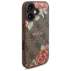 Guess MagSafe dėklas iPhone 16 6,1" – rudas, gėlės