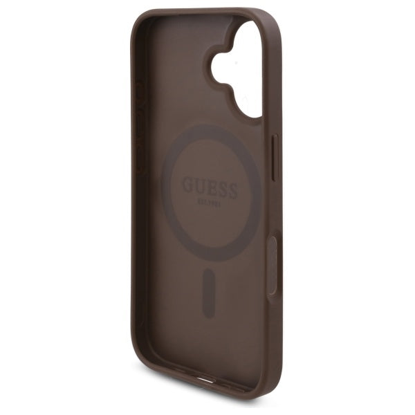 Guess MagSafe dėklas iPhone 16 6,1" – rudas, gėlės