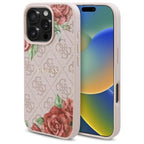 Guess 4G Flowers MagSafe dėklas iPhone 16 Pro Max – rožinis
