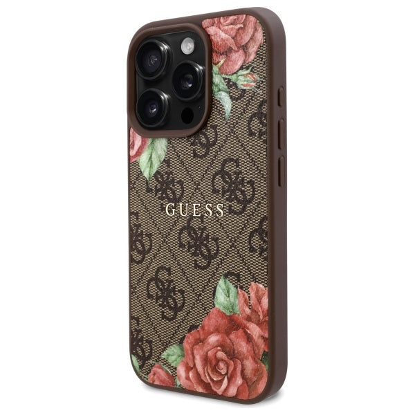 Guess 4G Flowers MagSafe dėklas iPhone 16 Pro Max – rudas