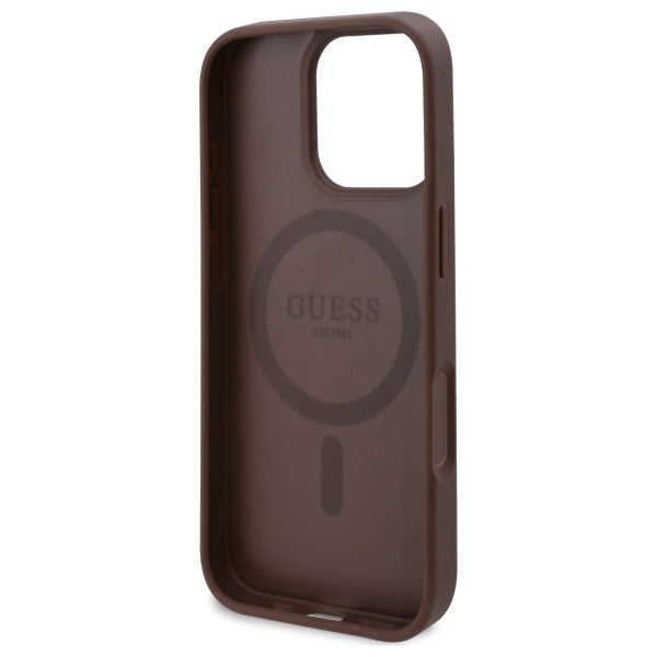 Guess 4G Flowers MagSafe dėklas iPhone 16 Pro Max – rudas