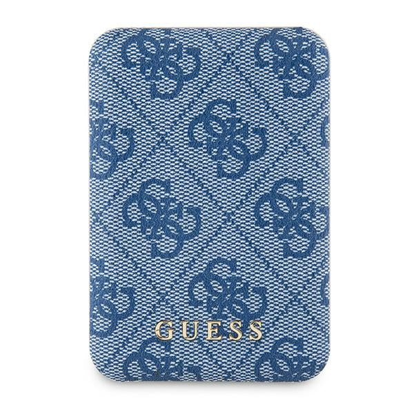 Guess indukcinė išorinė baterija 15W GUPB5FP4EMGB 5000mAh mėlynas/mėlynas 4G Leather Metal Logo MagSafe
