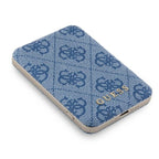 Guess indukcinė išorinė baterija 15W GUPB5FP4EMGB 5000mAh mėlynas/mėlynas 4G Leather Metal Logo MagSafe